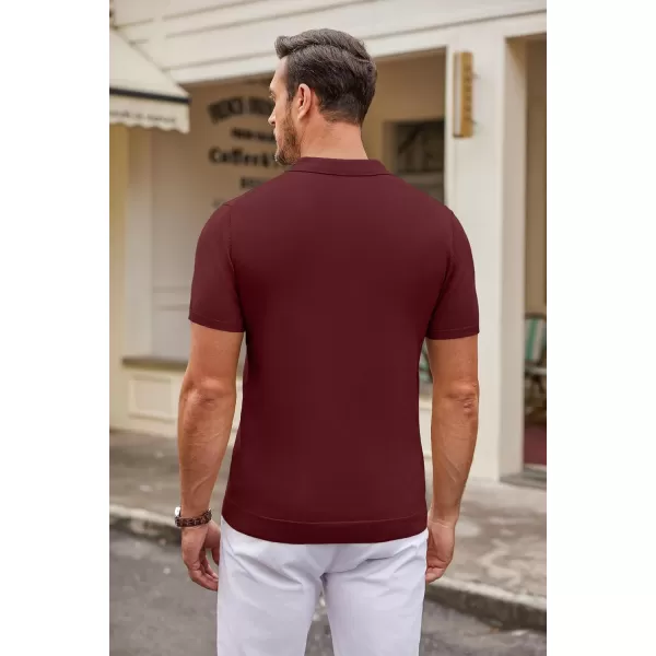 COOFANDY Mens Knit Polo Shirts Casual Short Sleeve Button Down Polo Shirt Classic Golf Shirts