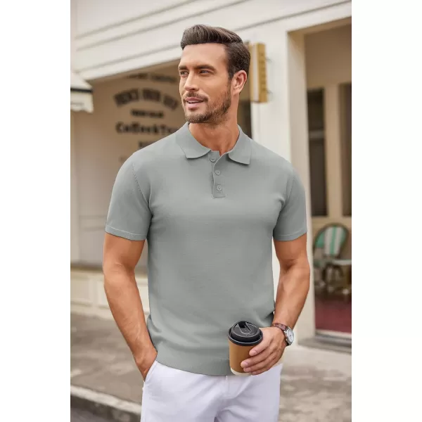 COOFANDY Mens Knit Polo Shirts Casual Short Sleeve Button Down Polo Shirt Classic Golf Shirts