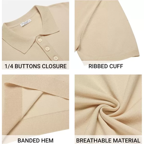 COOFANDY Mens Knit Polo Shirts Casual Short Sleeve Button Down Polo Shirt Classic Golf Shirts