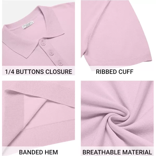 COOFANDY Mens Knit Polo Shirts Casual Short Sleeve Button Down Polo Shirt Classic Golf Shirts