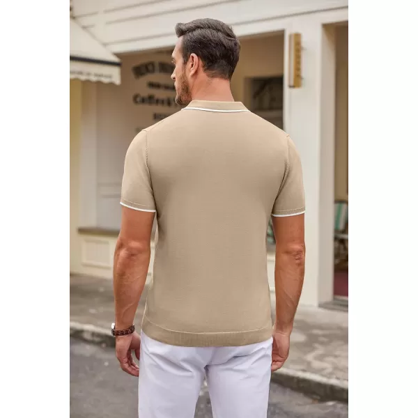 COOFANDY Mens Knit Polo Shirts Casual Short Sleeve Button Down Polo Shirt Classic Golf Shirts)