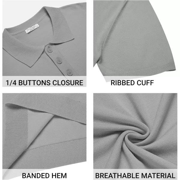 COOFANDY Mens Knit Polo Shirts Casual Short Sleeve Button Down Polo Shirt Classic Golf Shirts