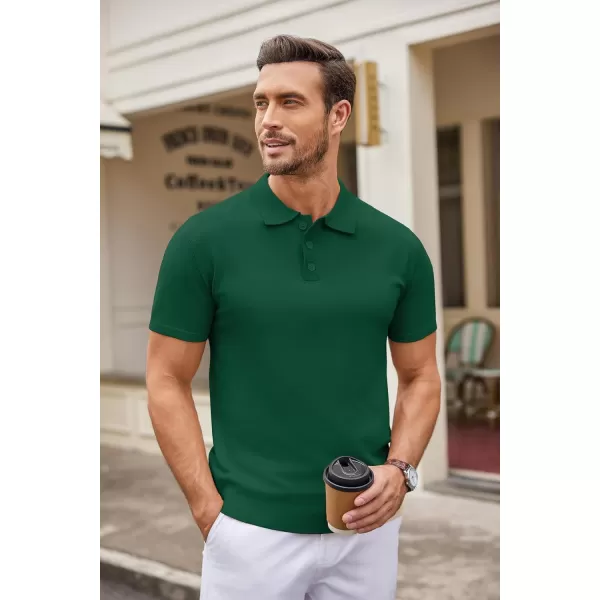 COOFANDY Mens Knit Polo Shirts Casual Short Sleeve Button Down Polo Shirt Classic Golf Shirts