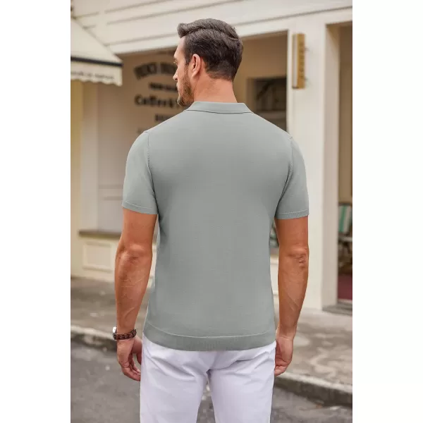 COOFANDY Mens Knit Polo Shirts Casual Short Sleeve Button Down Polo Shirt Classic Golf Shirts