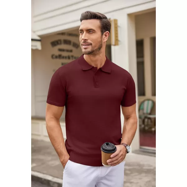COOFANDY Mens Knit Polo Shirts Casual Short Sleeve Button Down Polo Shirt Classic Golf Shirts