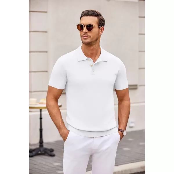 COOFANDY Mens Knit Polo Shirts Casual Short Sleeve Button Down Polo Shirt Classic Golf Shirts