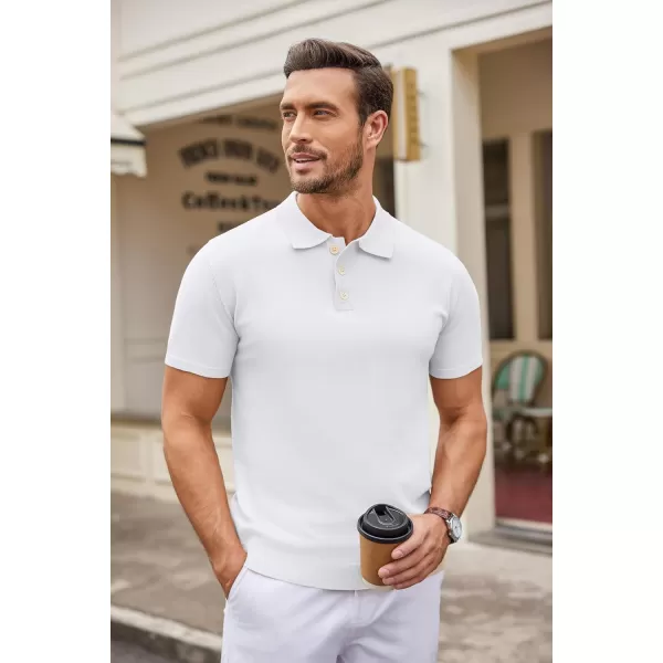 COOFANDY Mens Knit Polo Shirts Casual Short Sleeve Button Down Polo Shirt Classic Golf Shirts