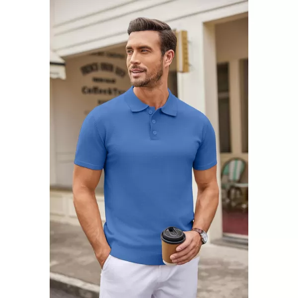 COOFANDY Mens Knit Polo Shirts Casual Short Sleeve Button Down Polo Shirt Classic Golf Shirts