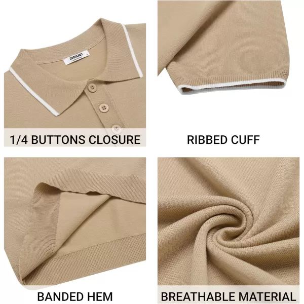 COOFANDY Mens Knit Polo Shirts Casual Short Sleeve Button Down Polo Shirt Classic Golf Shirts)