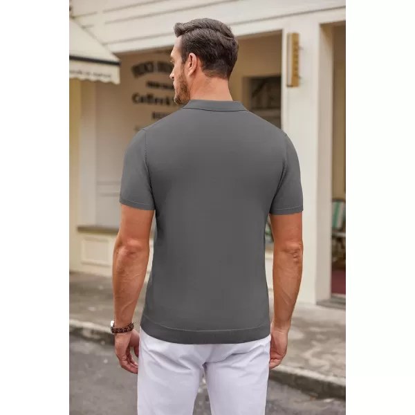 COOFANDY Mens Knit Polo Shirts Casual Short Sleeve Button Down Polo Shirt Classic Golf Shirts