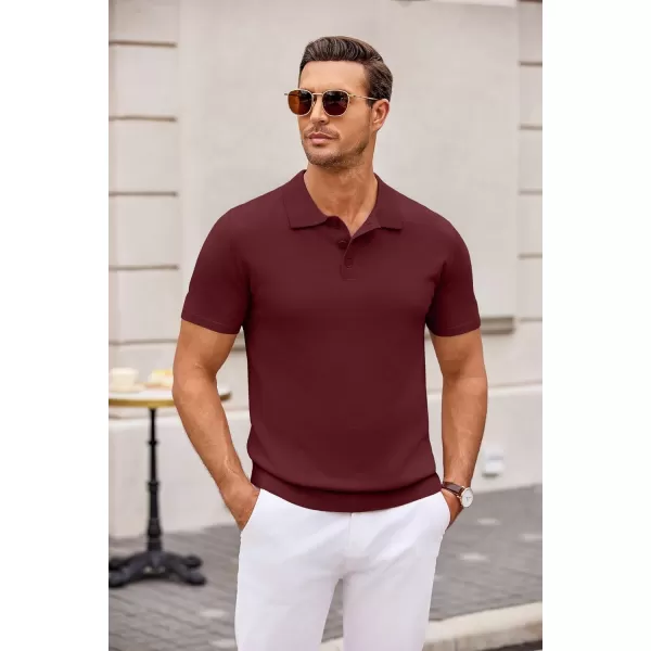 COOFANDY Mens Knit Polo Shirts Casual Short Sleeve Button Down Polo Shirt Classic Golf Shirts