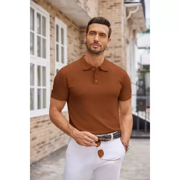 COOFANDY Mens Knit Polo Shirts Casual Short Sleeve Button Down Polo Shirt Classic Golf Shirts