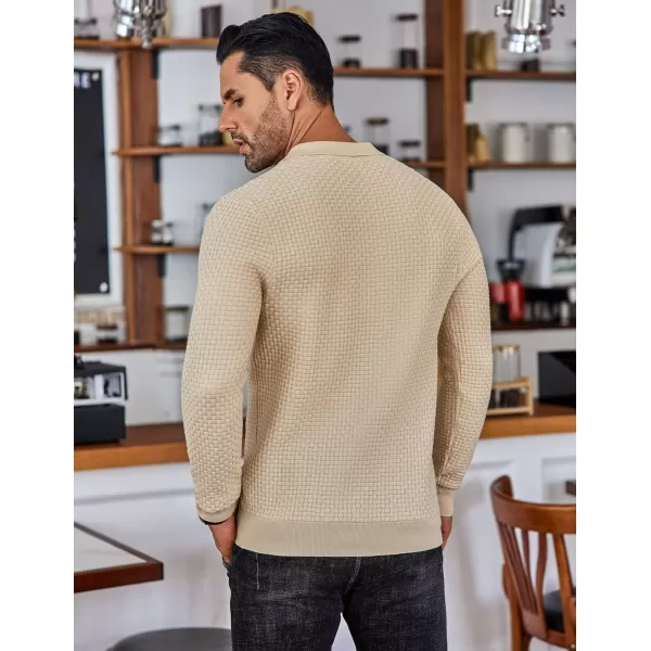COOFANDY Men's Knit Polo Shirts Long Sleeve Sweater Polo Lightweight Fashion Casual Collared T Shirts