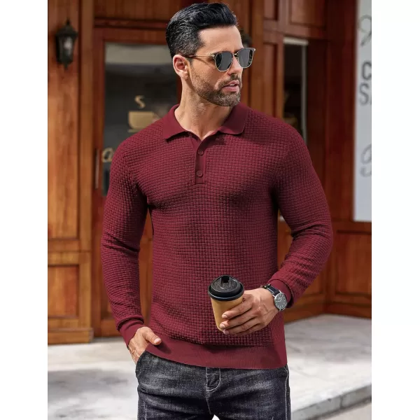 COOFANDY Men's Knit Polo Shirts Long Sleeve Sweater Polo Lightweight Fashion Casual Collared T Shirts