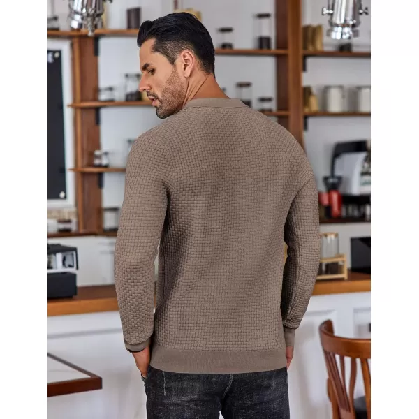 COOFANDY Men's Knit Polo Shirts Long Sleeve Sweater Polo Lightweight Fashion Casual Collared T Shirts