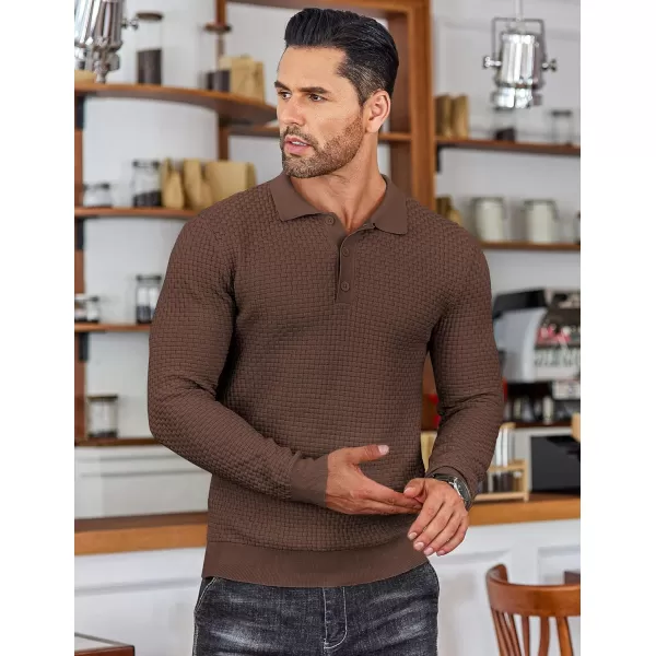 COOFANDY Men's Knit Polo Shirts Long Sleeve Sweater Polo Lightweight Fashion Casual Collared T Shirts