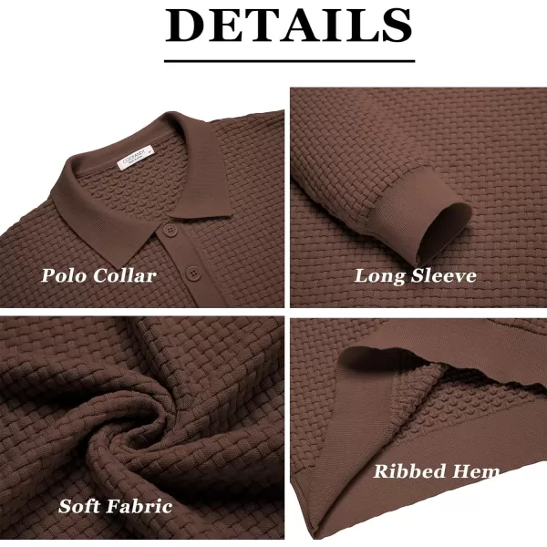 COOFANDY Men's Knit Polo Shirts Long Sleeve Sweater Polo Lightweight Fashion Casual Collared T Shirts