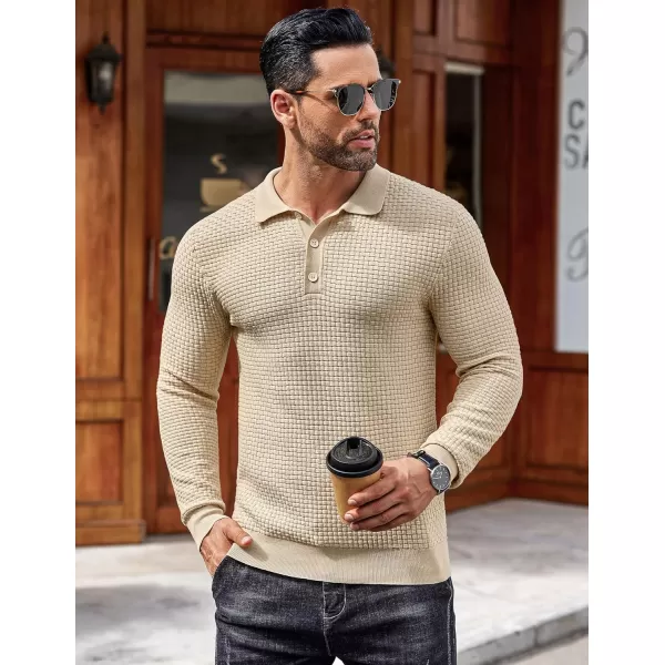 COOFANDY Men's Knit Polo Shirts Long Sleeve Sweater Polo Lightweight Fashion Casual Collared T Shirts