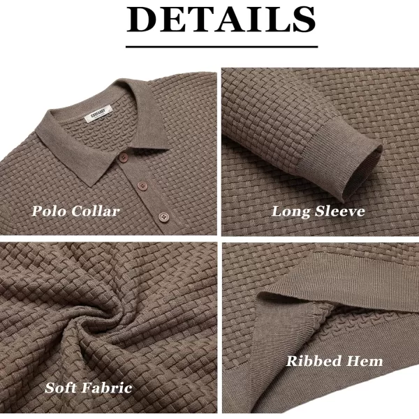 COOFANDY Men's Knit Polo Shirts Long Sleeve Sweater Polo Lightweight Fashion Casual Collared T Shirts