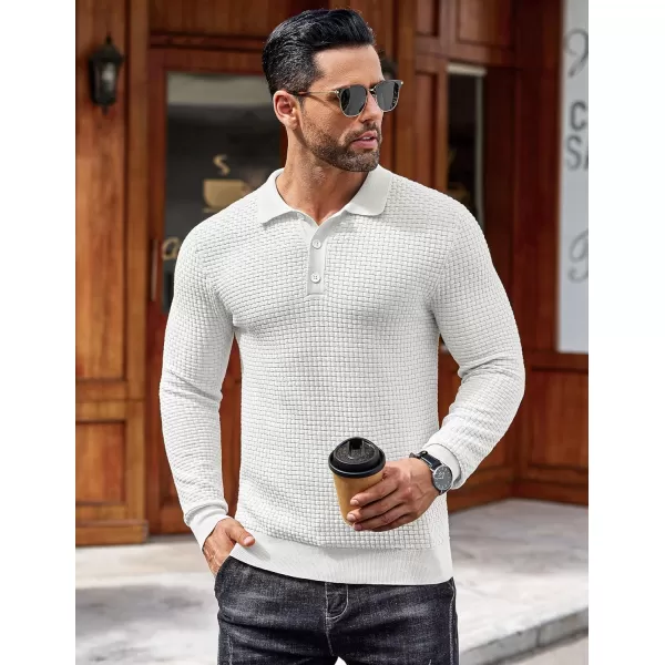 COOFANDY Men's Knit Polo Shirts Long Sleeve Sweater Polo Lightweight Fashion Casual Collared T Shirts
