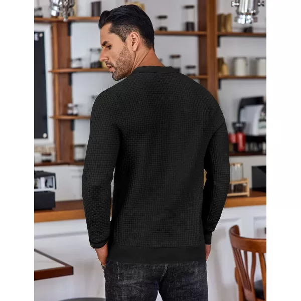 COOFANDY Men's Knit Polo Shirts Long Sleeve Sweater Polo Lightweight Fashion Casual Collared T Shirts