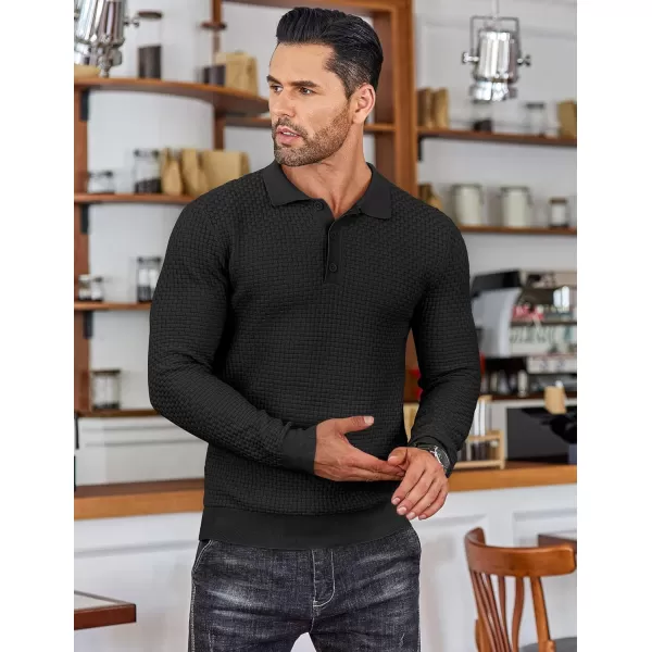 COOFANDY Men's Knit Polo Shirts Long Sleeve Sweater Polo Lightweight Fashion Casual Collared T Shirts