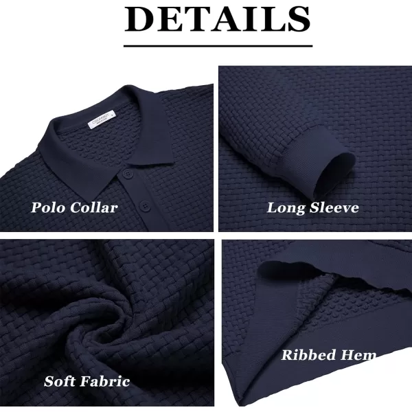 COOFANDY Men's Knit Polo Shirts Long Sleeve Sweater Polo Lightweight Fashion Casual Collared T Shirts