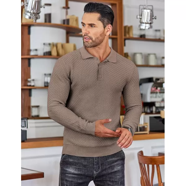 COOFANDY Men's Knit Polo Shirts Long Sleeve Sweater Polo Lightweight Fashion Casual Collared T Shirts