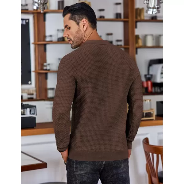 COOFANDY Men's Knit Polo Shirts Long Sleeve Sweater Polo Lightweight Fashion Casual Collared T Shirts
