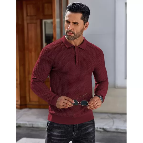 COOFANDY Men's Knit Polo Shirts Long Sleeve Sweater Polo Lightweight Fashion Casual Collared T Shirts