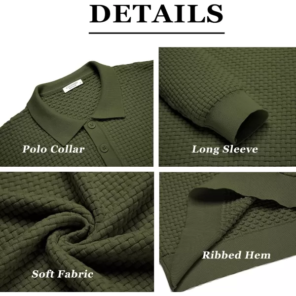 COOFANDY Men's Knit Polo Shirts Long Sleeve Sweater Polo Lightweight Fashion Casual Collared T Shirts