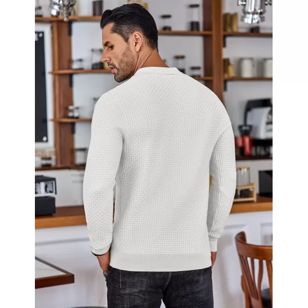 COOFANDY Men's Knit Polo Shirts Long Sleeve Sweater Polo Lightweight Fashion Casual Collared T Shirts