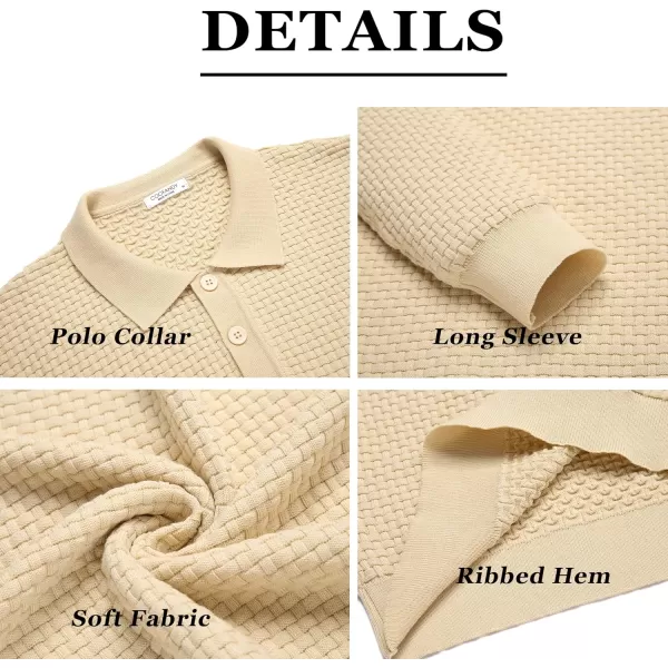 COOFANDY Men's Knit Polo Shirts Long Sleeve Sweater Polo Lightweight Fashion Casual Collared T Shirts
