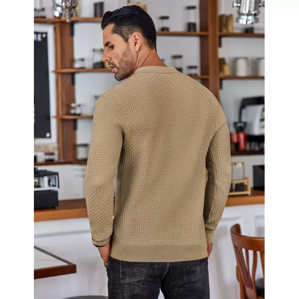 COOFANDY Men's Knit Polo Shirts Long Sleeve Sweater Polo Lightweight Fashion Casual Collared T Shirts
