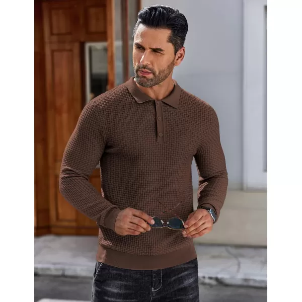 COOFANDY Men's Knit Polo Shirts Long Sleeve Sweater Polo Lightweight Fashion Casual Collared T Shirts