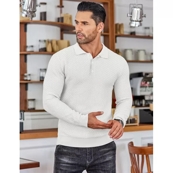 COOFANDY Men's Knit Polo Shirts Long Sleeve Sweater Polo Lightweight Fashion Casual Collared T Shirts