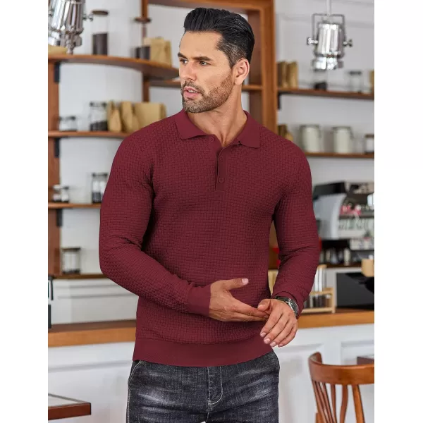 COOFANDY Men's Knit Polo Shirts Long Sleeve Sweater Polo Lightweight Fashion Casual Collared T Shirts