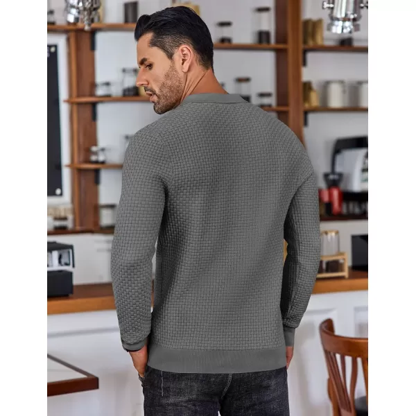 COOFANDY Men's Knit Polo Shirts Long Sleeve Sweater Polo Lightweight Fashion Casual Collared T Shirts