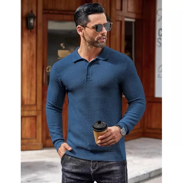 COOFANDY Men's Knit Polo Shirts Long Sleeve Sweater Polo Lightweight Fashion Casual Collared T Shirts