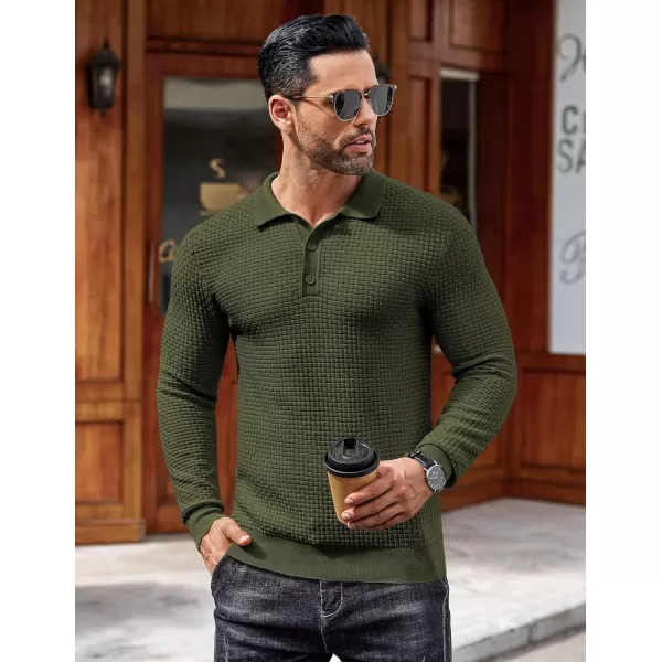 COOFANDY Men's Knit Polo Shirts Long Sleeve Sweater Polo Lightweight Fashion Casual Collared T Shirts