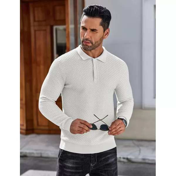 COOFANDY Men's Knit Polo Shirts Long Sleeve Sweater Polo Lightweight Fashion Casual Collared T Shirts