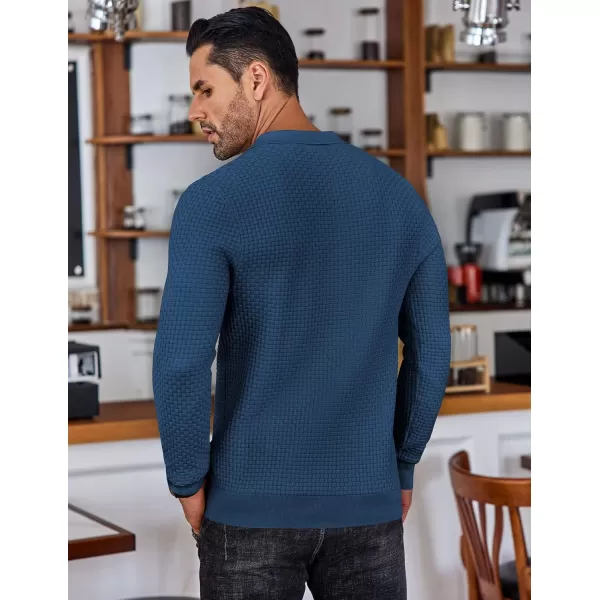 COOFANDY Men's Knit Polo Shirts Long Sleeve Sweater Polo Lightweight Fashion Casual Collared T Shirts