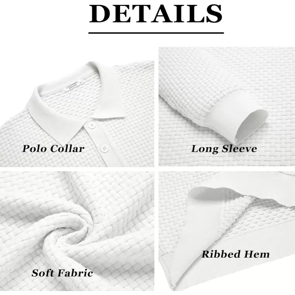 COOFANDY Men's Knit Polo Shirts Long Sleeve Sweater Polo Lightweight Fashion Casual Collared T Shirts