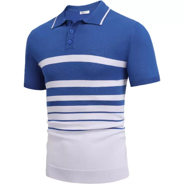 COOFANDY Men's Knit Polo Shirts Short Sleeve Striped Polo Shirt Fashion Casual Golf Shirts