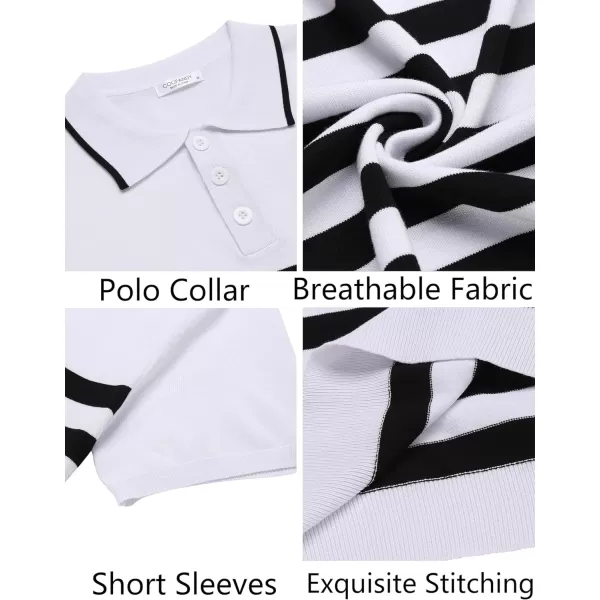 COOFANDY Men's Knit Polo Shirts Short Sleeve Striped Polo Shirt Fashion Casual Golf Shirts