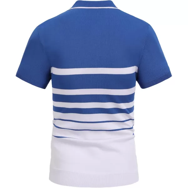 COOFANDY Men's Knit Polo Shirts Short Sleeve Striped Polo Shirt Fashion Casual Golf Shirts