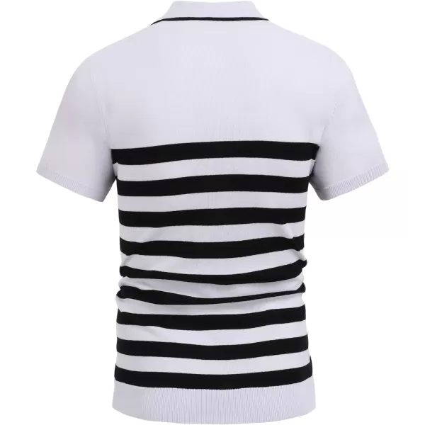 COOFANDY Men's Knit Polo Shirts Short Sleeve Striped Polo Shirt Fashion Casual Golf Shirts