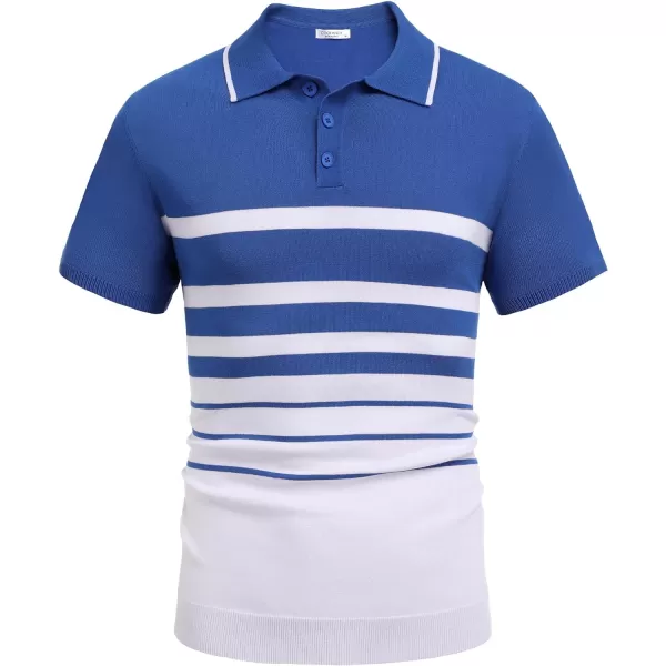 COOFANDY Men's Knit Polo Shirts Short Sleeve Striped Polo Shirt Fashion Casual Golf Shirts