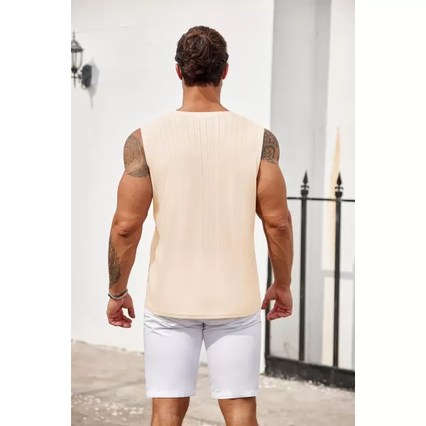 COOFANDY Men's Knit Tank Tops Casual Sleeveless T Shirts Beach Tank Shirts with Pocket