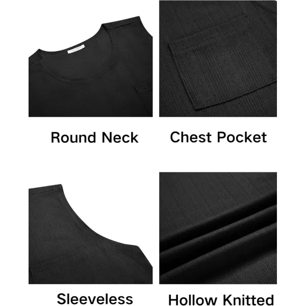 COOFANDY Men's Knit Tank Tops Casual Sleeveless T Shirts Beach Tank Shirts with Pocket